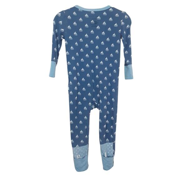 Posh Peanut Bamboo Sleeper Baby 6-9mo Blue Sailboat Footed/Footless Full Zip - Picture 2 of 5